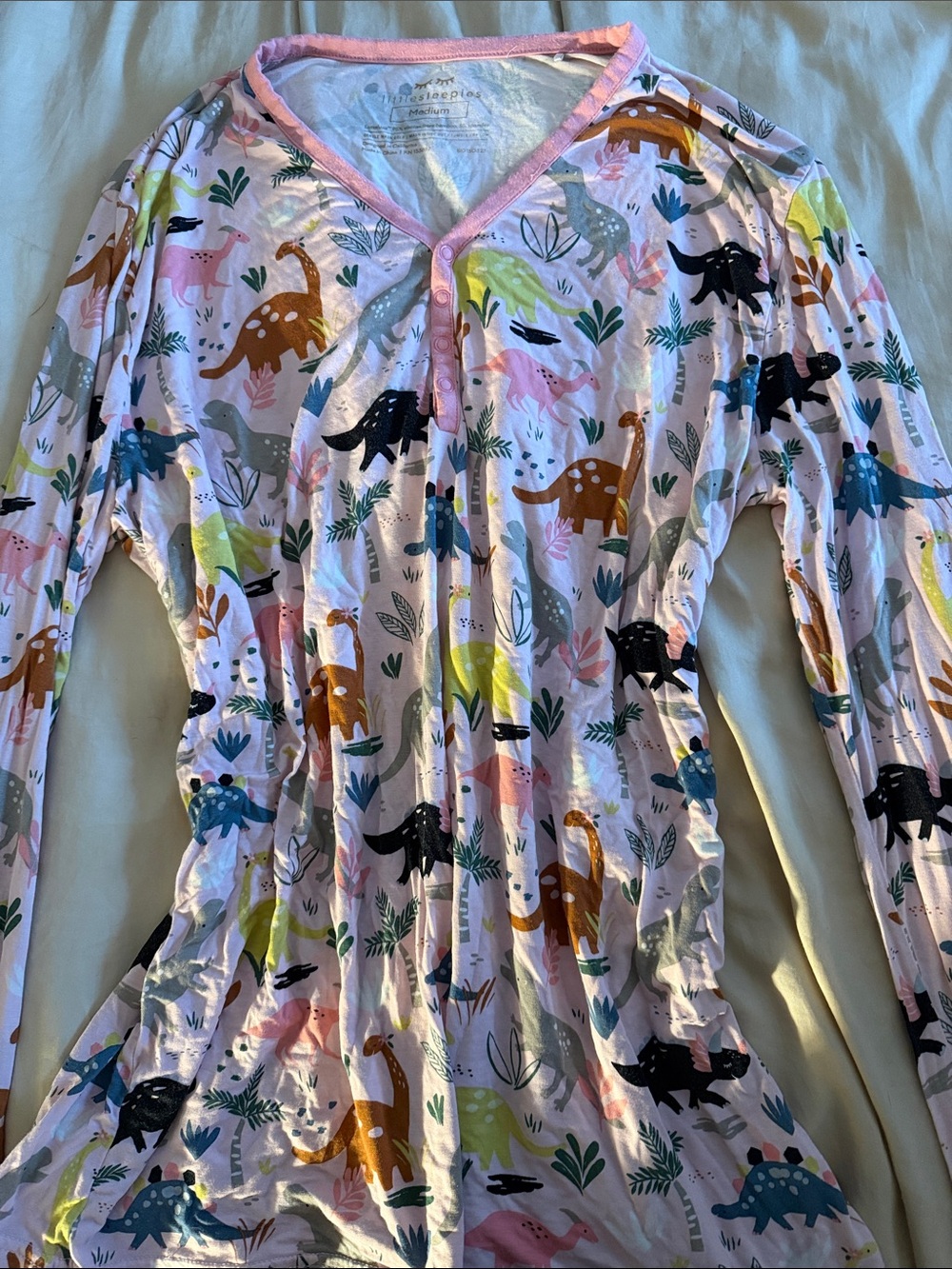 Little Sleepies Pink Dino-Print Long Sleeve Pajamas